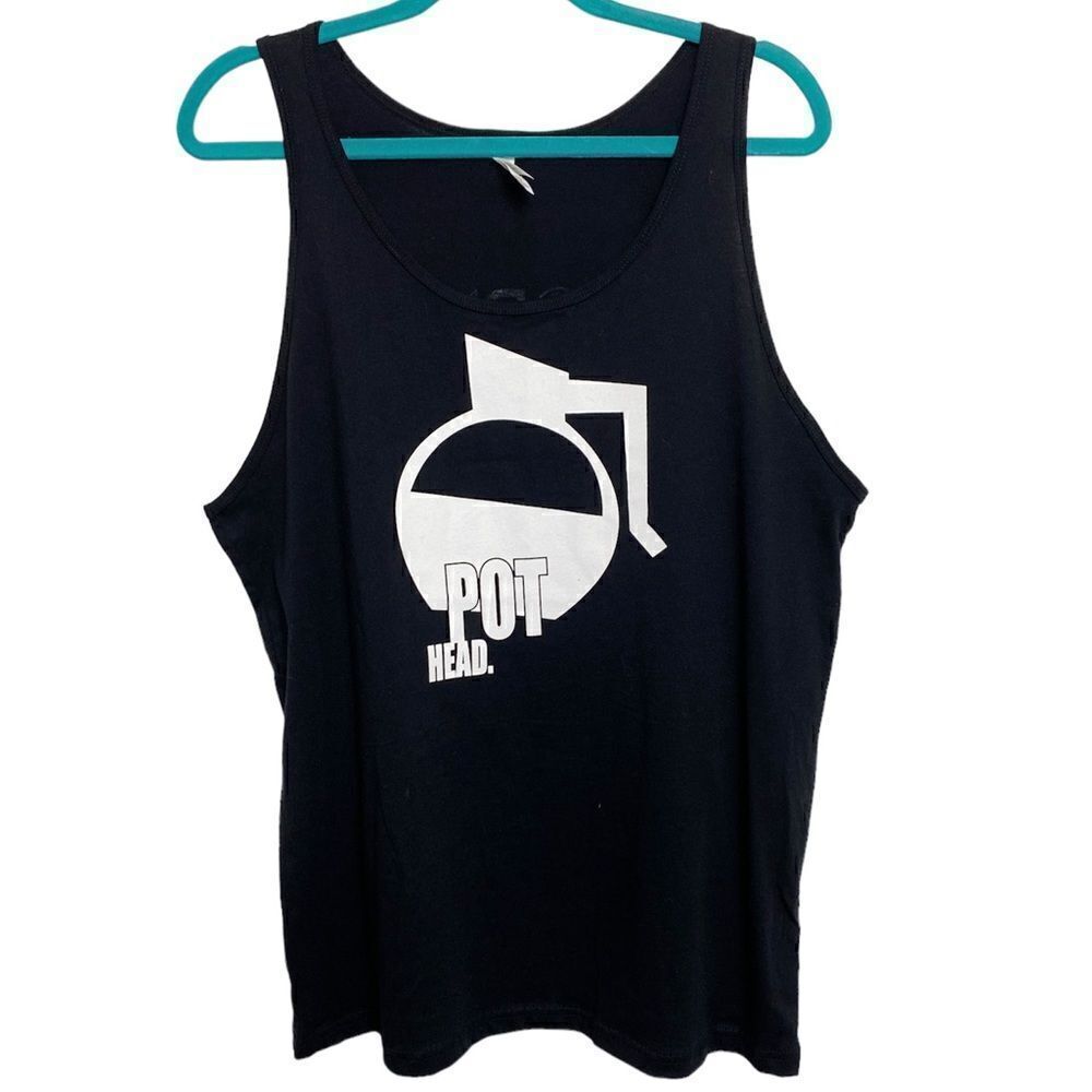 Morning Squeeze Coffee Pot Head Tank Top Black And White Large
